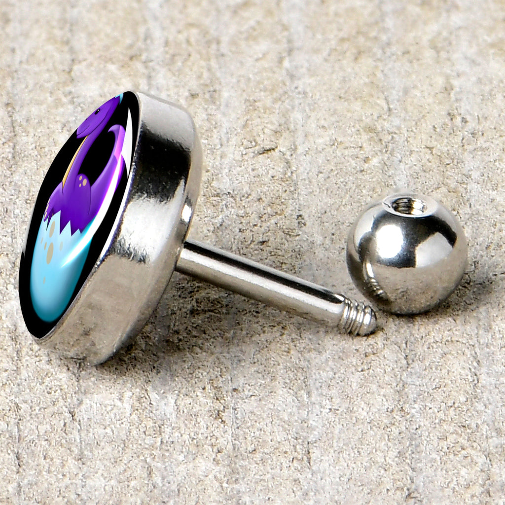 BodyCandy 16G 1/4 Baby Dinosaur Cartilage Tragus Earring by Onyx O — back view