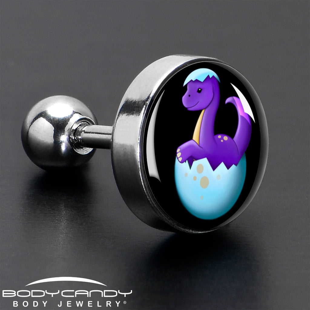 BodyCandy 16G 1/4 Baby Dinosaur Cartilage Tragus Earring by Onyx O — in-use photo