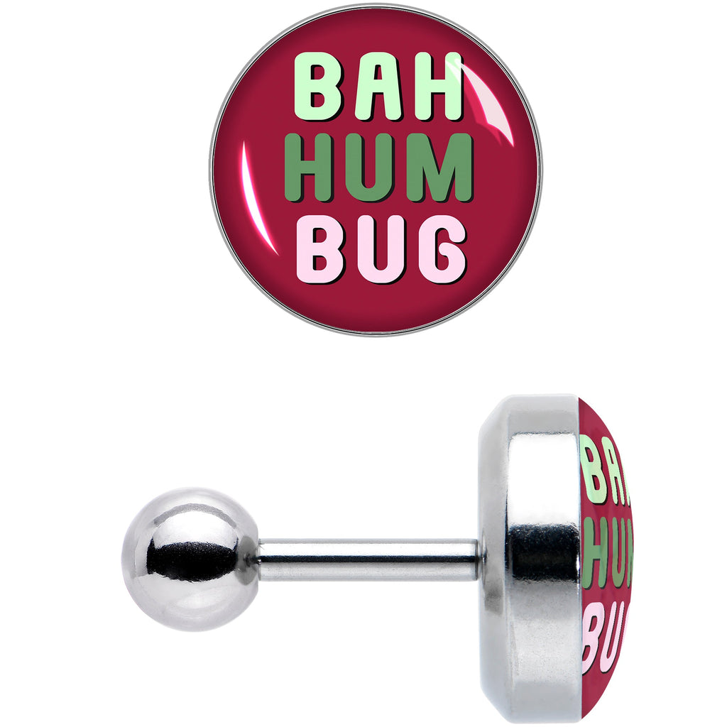 BodyCandy 16G 1/4 Bah Humbug Holiday Grouch Tragus Cartilage Earring by Onyx O — size reference