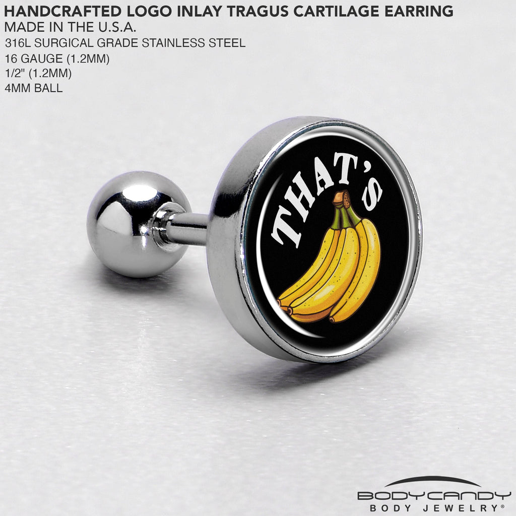 BodyCandy That is Bananas Tragus Cartilage Earring by Onyx O — side view