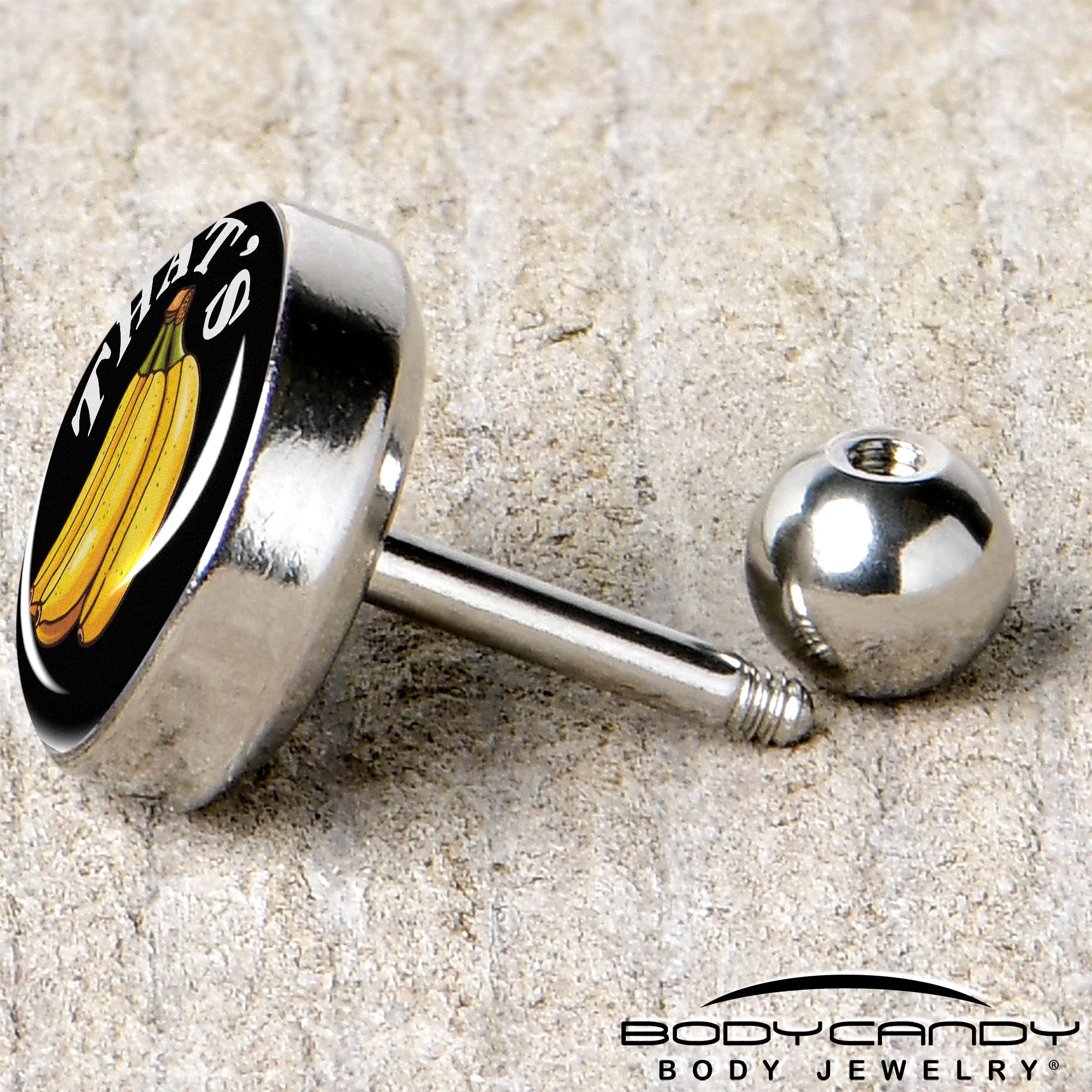 BodyCandy That is Bananas Tragus Cartilage Earring by Onyx O — back view