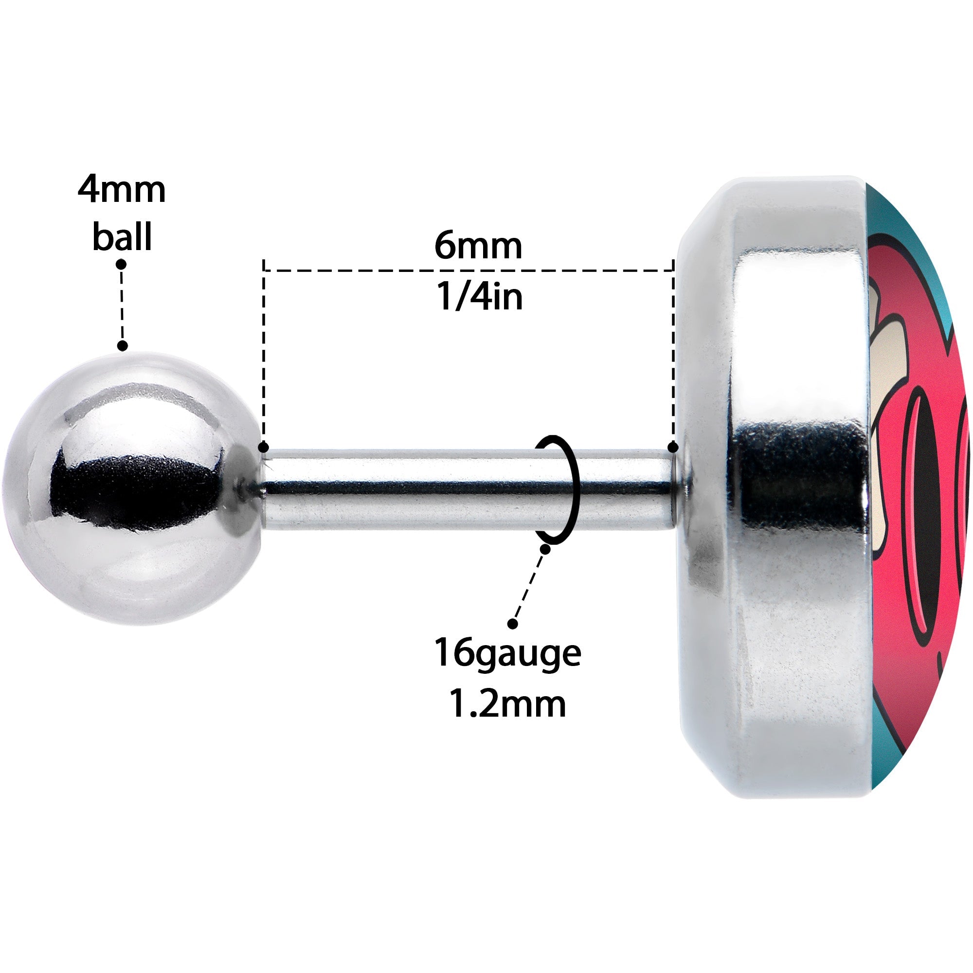 BodyCandy 16G 1/4 Heartbreak Bandaged Heart Cartilage Tragus Earring by Onyx O — in-use photo