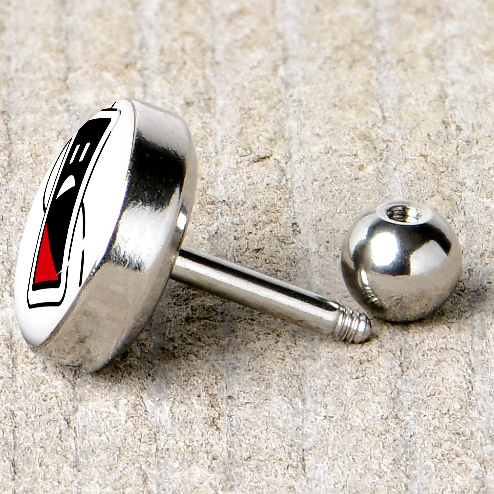 BodyCandy 16G 1/4 Battery Empty Cartilage Tragus Earring by Onyx O — back view