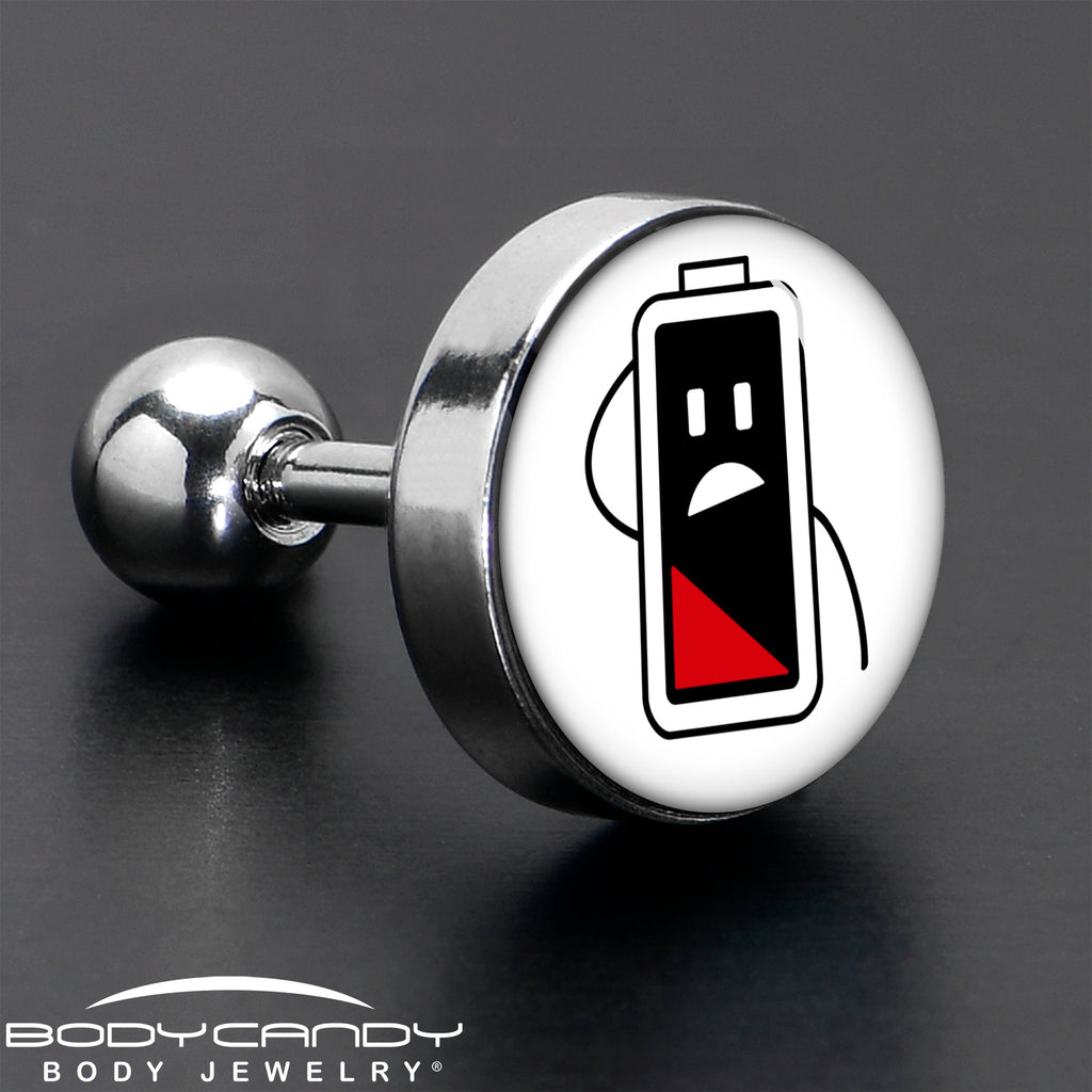 BodyCandy 16G 1/4 Battery Empty Cartilage Tragus Earring by Onyx O — in-use photo