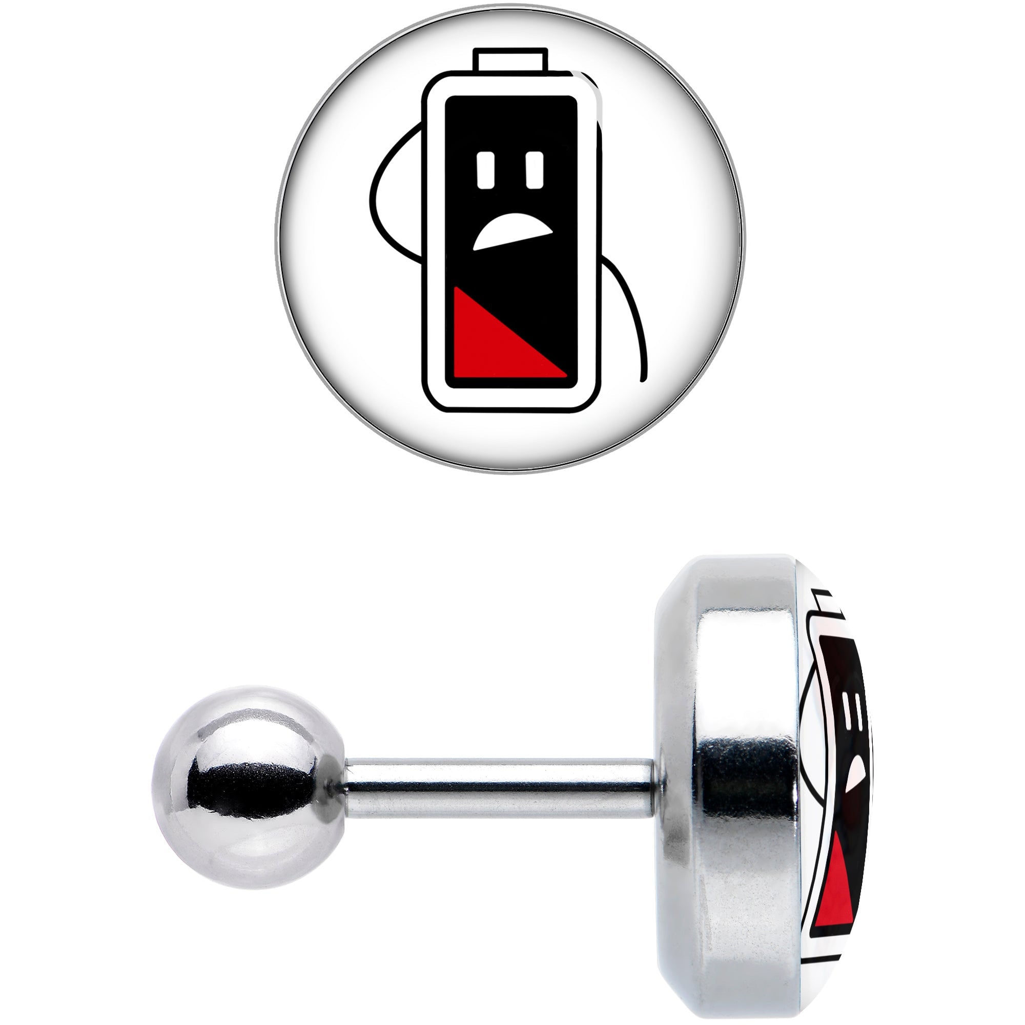 BodyCandy 16G 1/4 Battery Empty Cartilage Tragus Earring by Onyx O — size reference