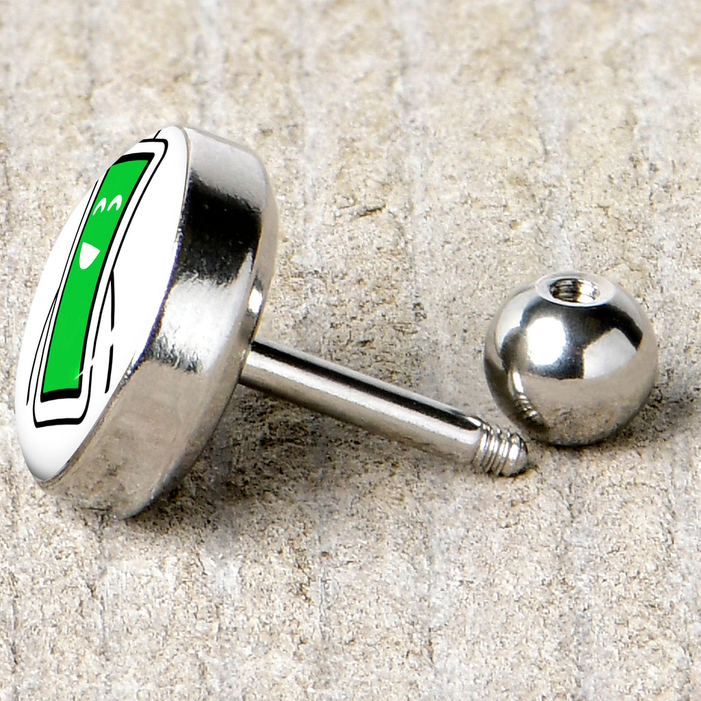 BodyCandy 16G 1/4 Battery Full Cartilage Tragus Earring by Onyx O — back view