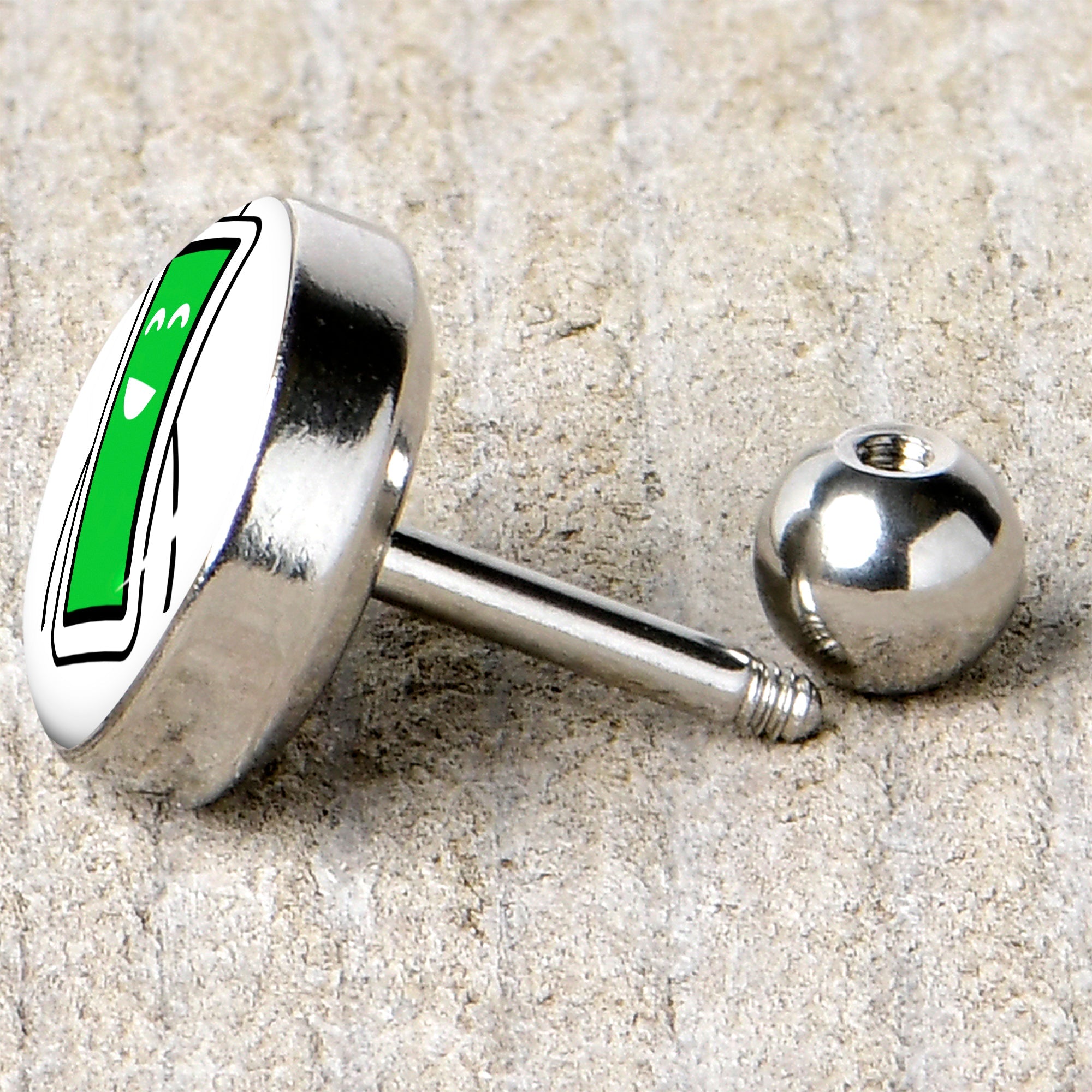 BodyCandy 16G 1/4 Battery Full Cartilage Tragus Earring by Onyx O — back view