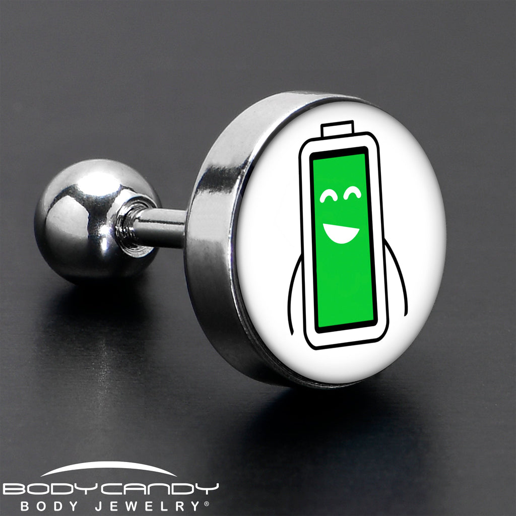 BodyCandy 16G 1/4 Battery Full Cartilage Tragus Earring by Onyx O — in-use photo