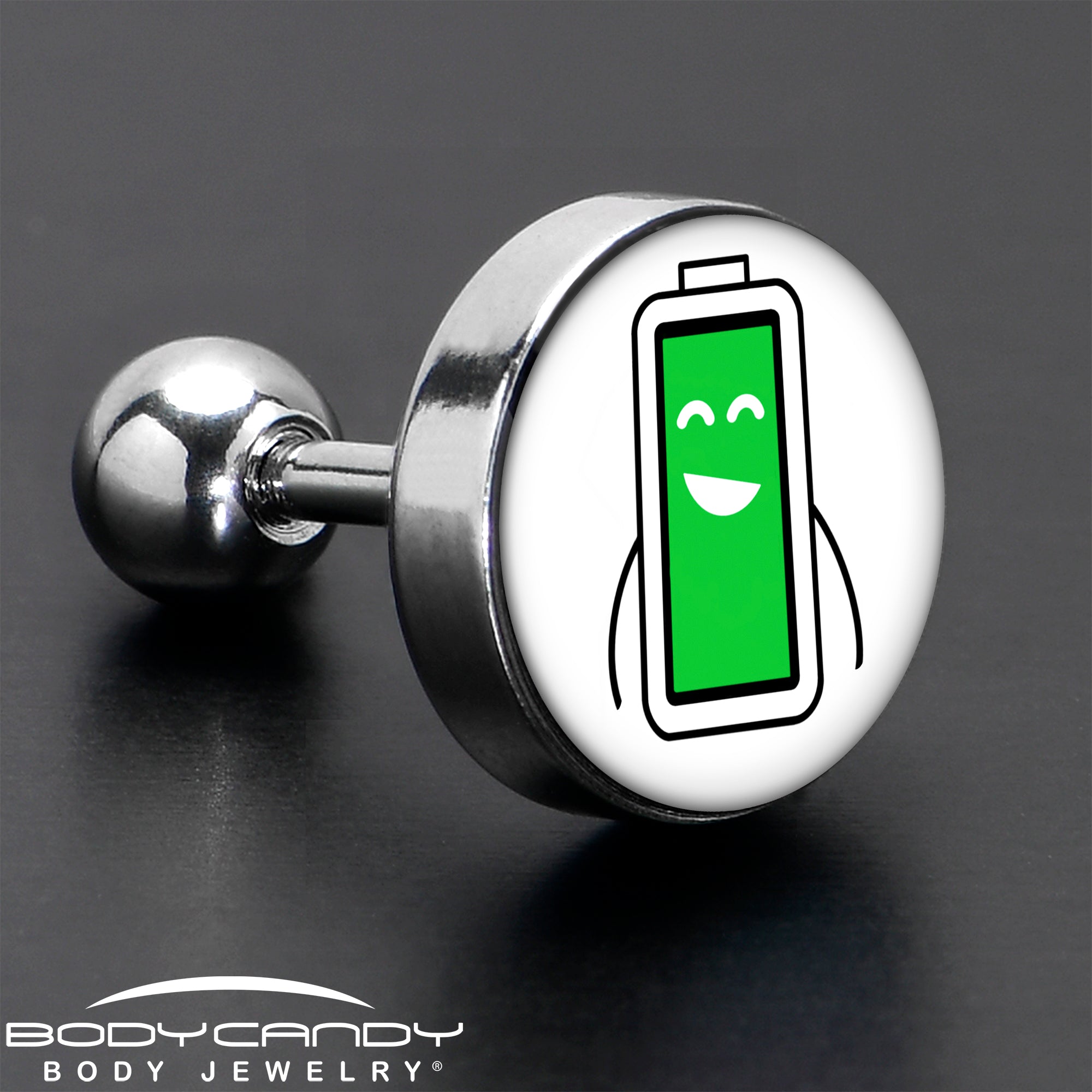 BodyCandy 16G 1/4 Battery Full Cartilage Tragus Earring by Onyx O — in-use photo