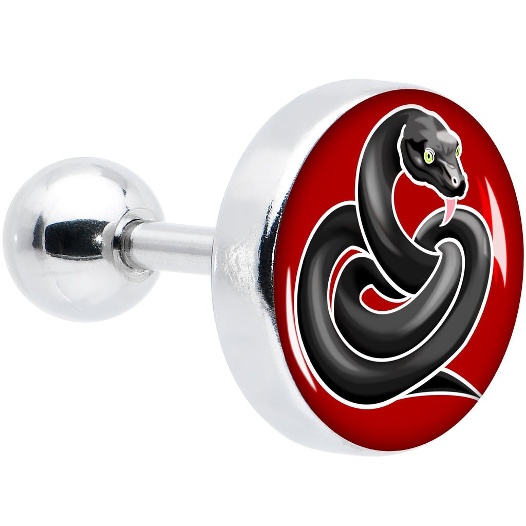 BodyCandy 16G 1/4 Black Snake Cartilage Tragus Earring by Onyx O — main product shot