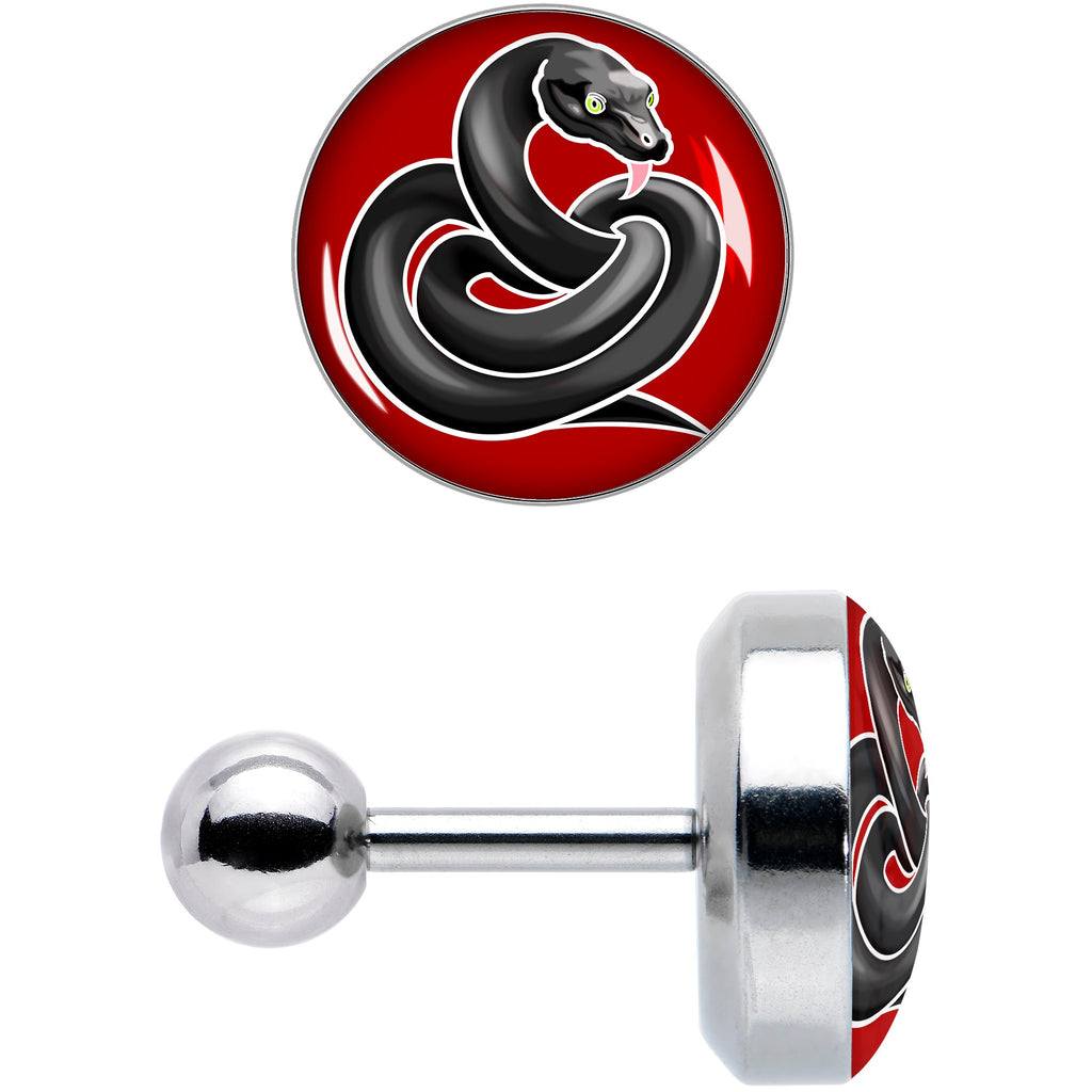 BodyCandy 16G 1/4 Black Snake Cartilage Tragus Earring by Onyx O — size reference