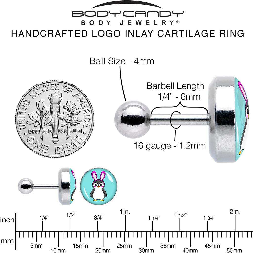 BodyCandy 16G 1/4 Bunny Penguin Cartilage Tragus Earring by Onyx O — alternative angle