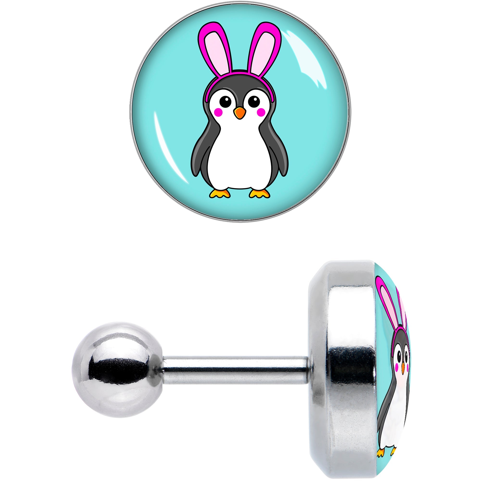 BodyCandy 16G 1/4 Bunny Penguin Cartilage Tragus Earring by Onyx O — size reference