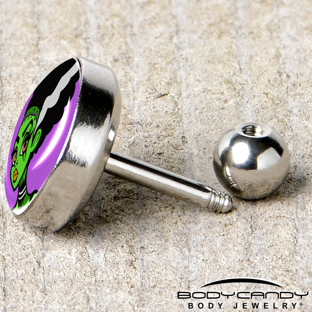 BodyCandy 16G 1/4 Bride of Frankenstein Tragus Cartilage Earring by Onyx O — back view