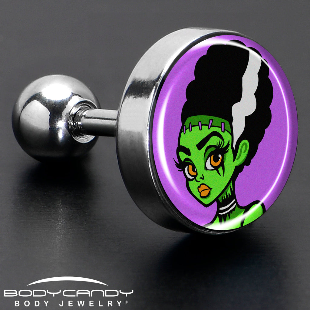 BodyCandy 16G 1/4 Bride of Frankenstein Tragus Cartilage Earring by Onyx O — in-use photo
