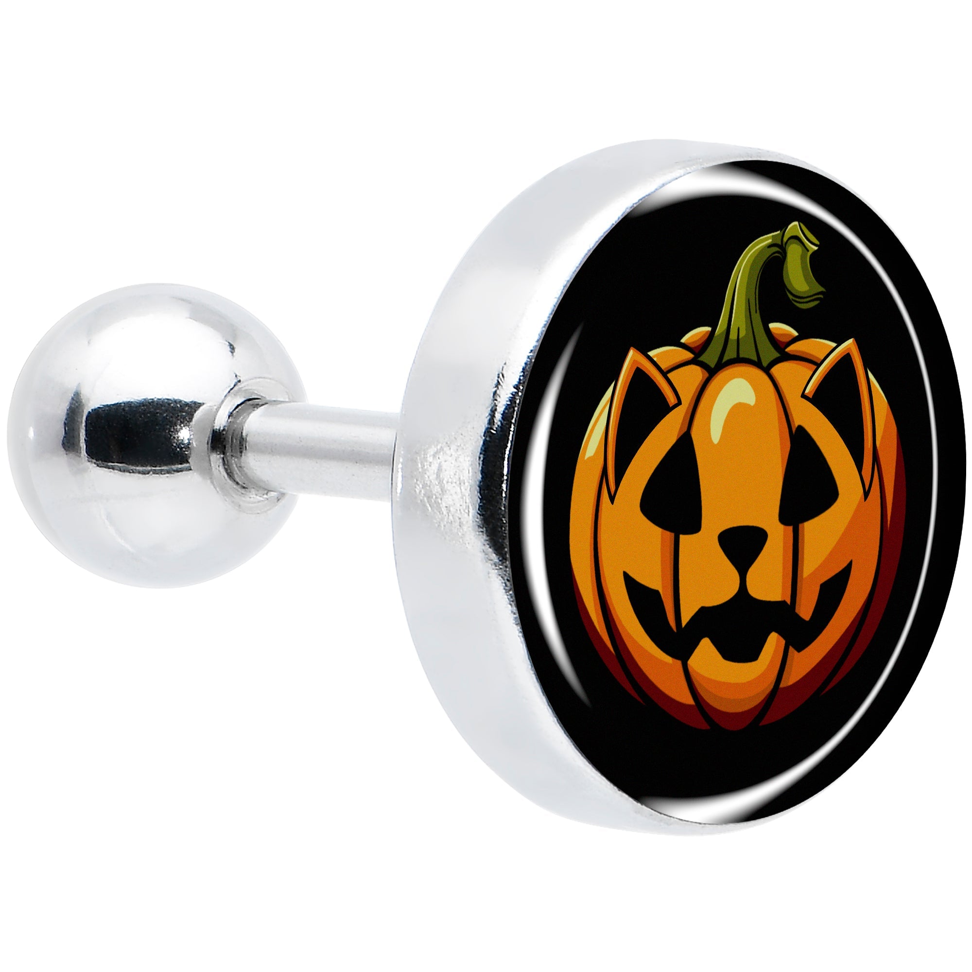 BodyCandy 16G 1/4  Pumpkin Cat Jack-O-Lantern Tragus Cartilage Earring by Onyx O — main product shot