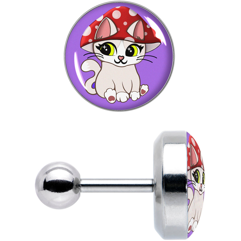 BodyCandy 16G 1/4 Polka Dot Mushroom Hat Cat Cartilage Tragus Earring by Onyx O — lifestyle context