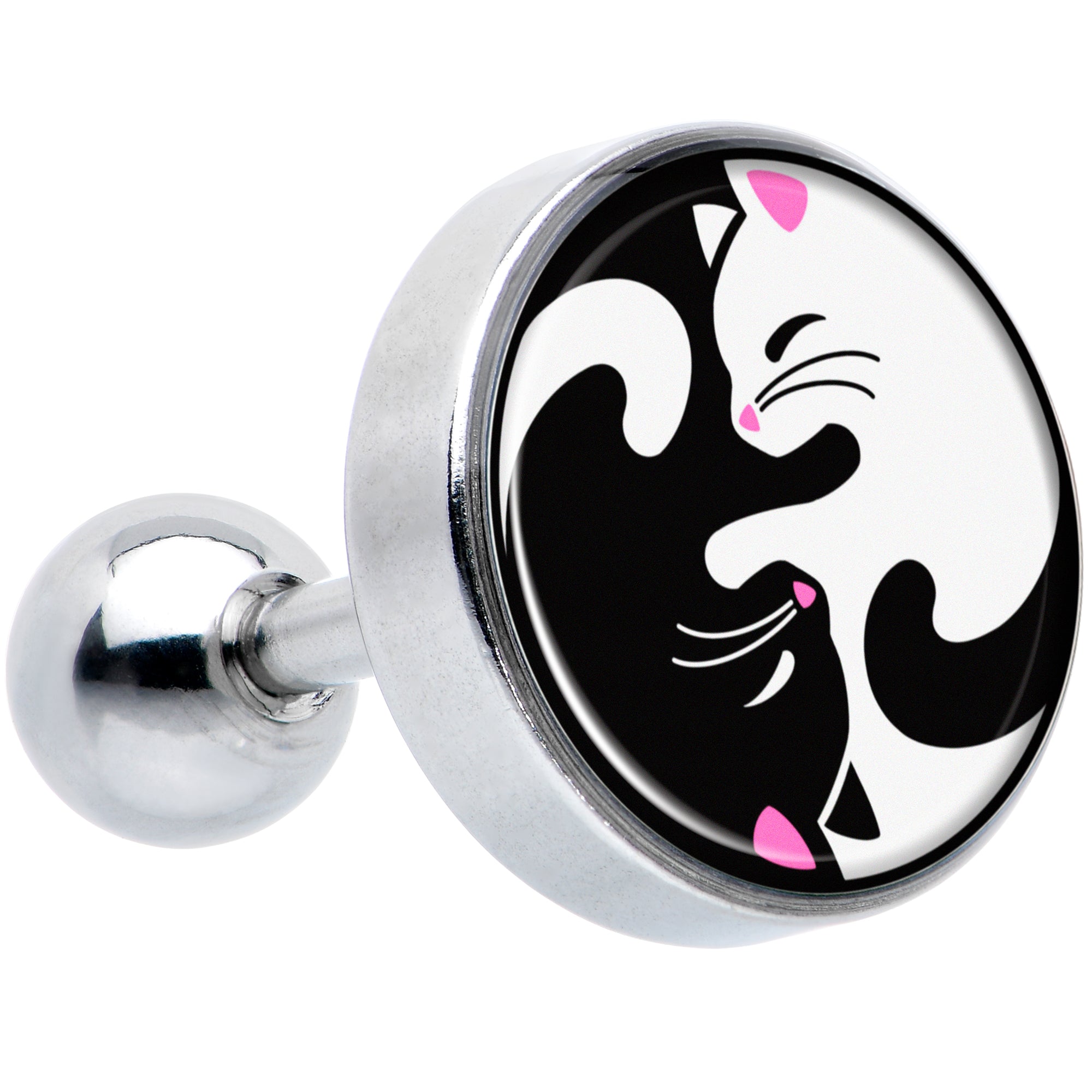 BodyCandy 16G 1/4 Cute Kitty Cat Yin Yang Cartilage Tragus Earring by Onyx O — main product shot