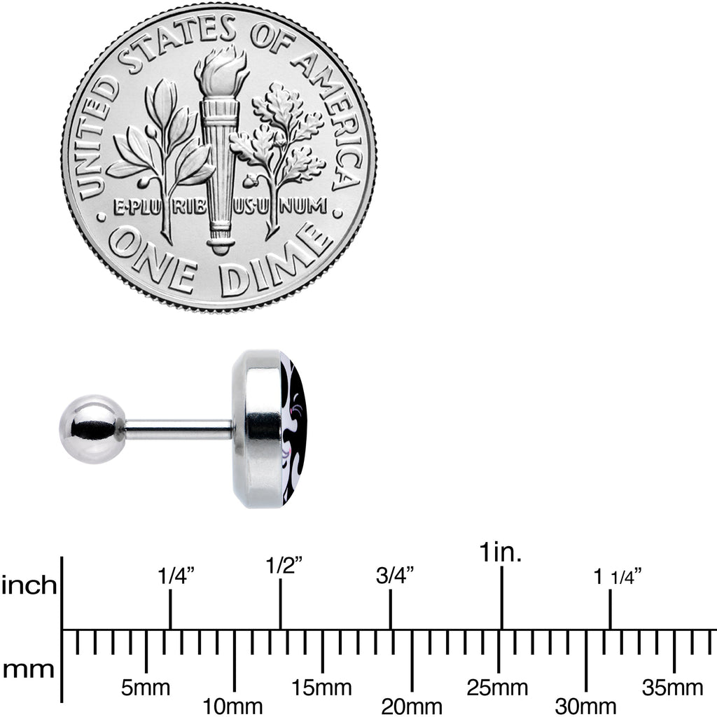 BodyCandy 16G 1/4 Cute Kitty Cat Yin Yang Cartilage Tragus Earring by Onyx O — size reference