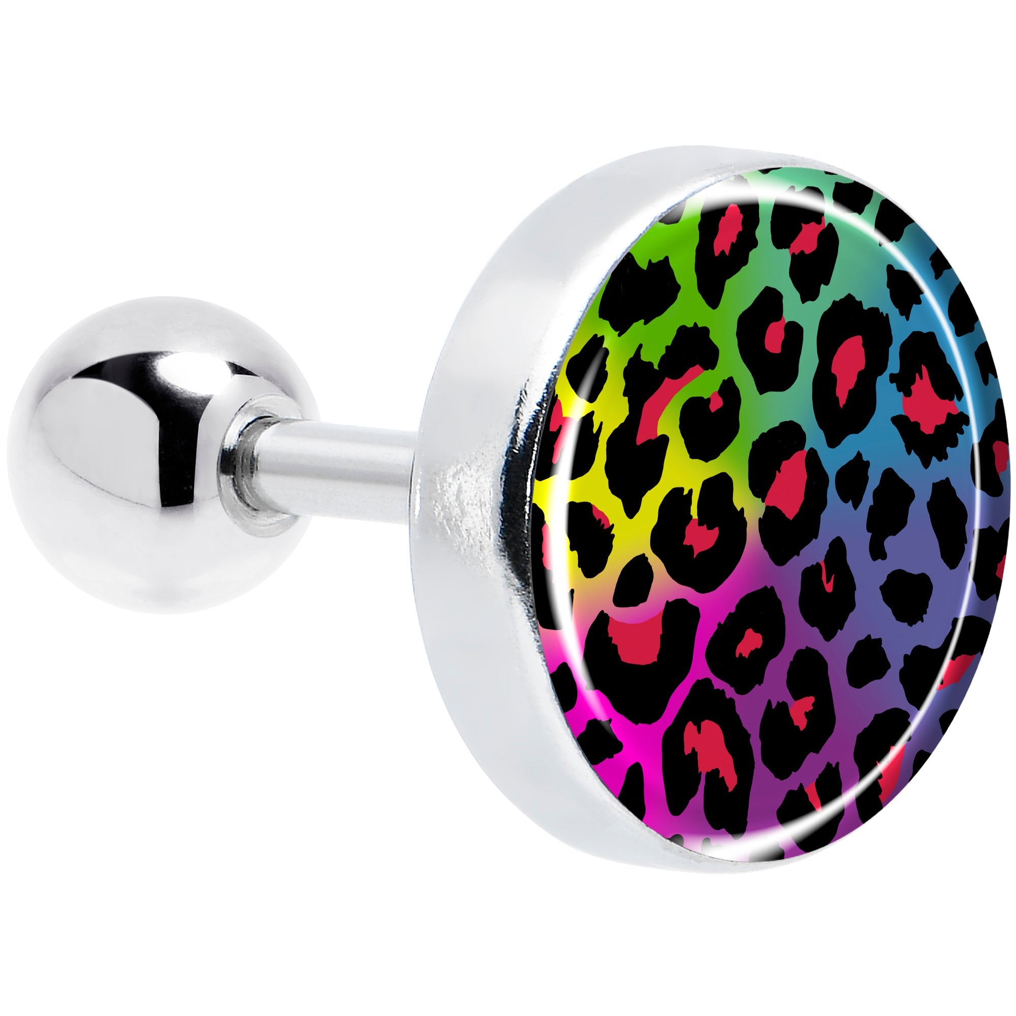 BodyCandy 16G 1/4 Rainbow Cheetah Print Cartilage Tragus Earring by Onyx O — main product shot