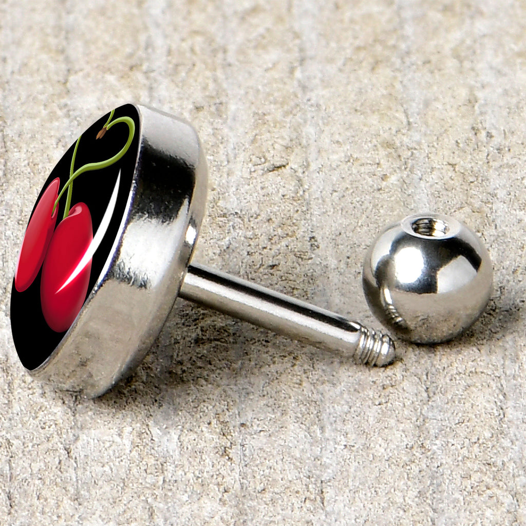 BodyCandy 16G 1/4 Cherry Heart Cartilage Tragus Earring by Onyx O — back view