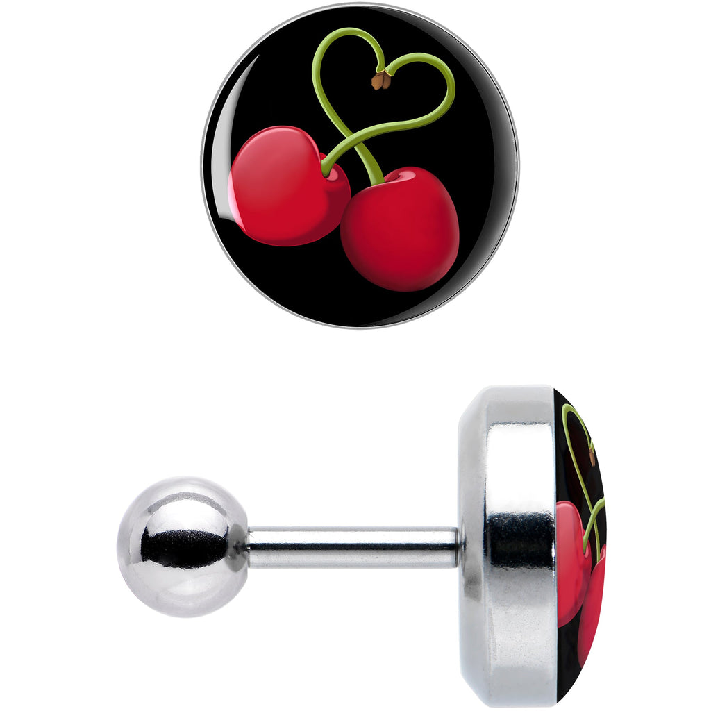 BodyCandy 16G 1/4 Cherry Heart Cartilage Tragus Earring by Onyx O — size reference