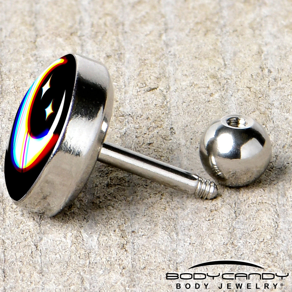 BodyCandy 16G 1/4 Chromatic Moon Tragus Cartilage Earring by Onyx O — back view