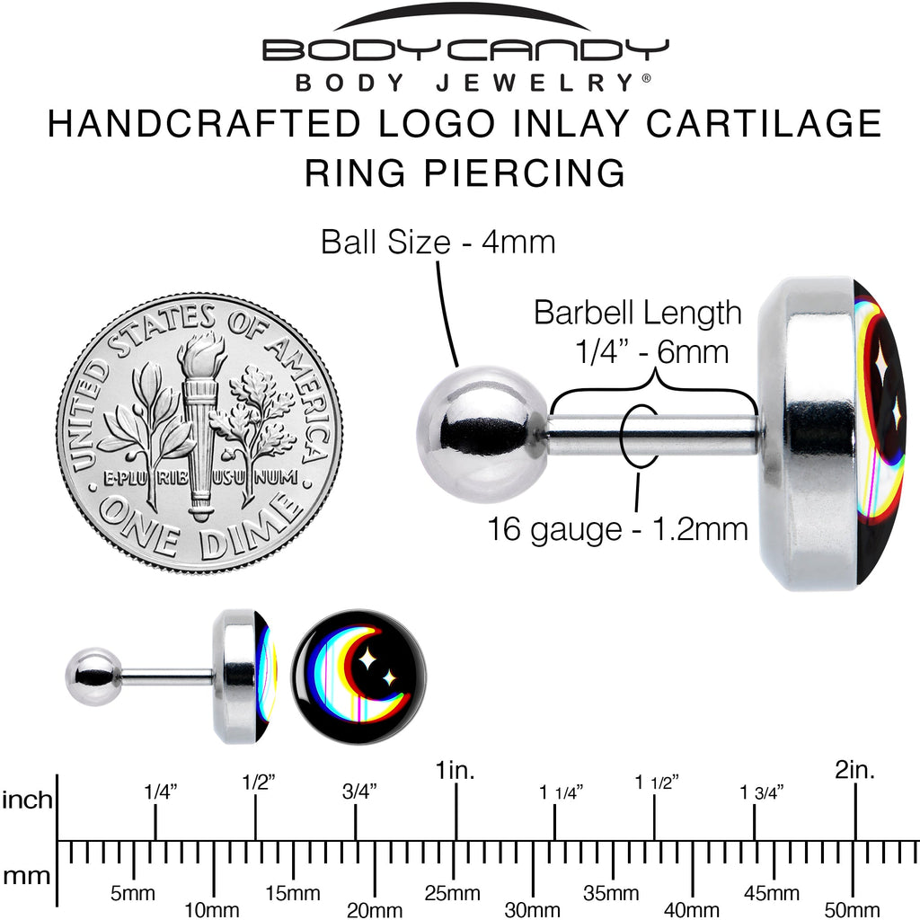 BodyCandy 16G 1/4 Chromatic Moon Tragus Cartilage Earring by Onyx O — alternative angle