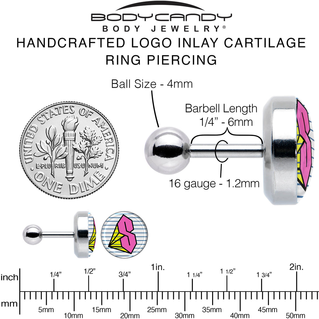 BodyCandy 16G 1/4 Hot Pink Cool S Tragus Cartilage Earring by Onyx O — alternative angle