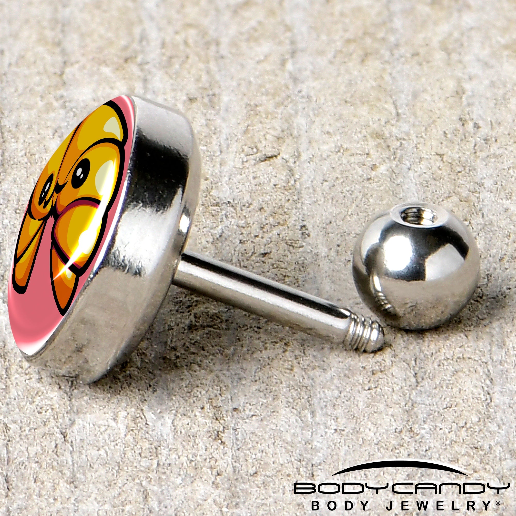 BodyCandy 16G 1/4 Quaso Croissant Cartilage Tragus Earring by Onyx O — back view