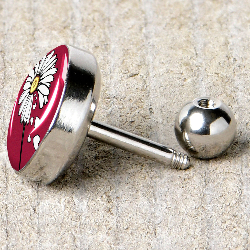 BodyCandy 16G 1/4 Love Me Not Flower Tragus Cartilage Earring by Onyx O — back view