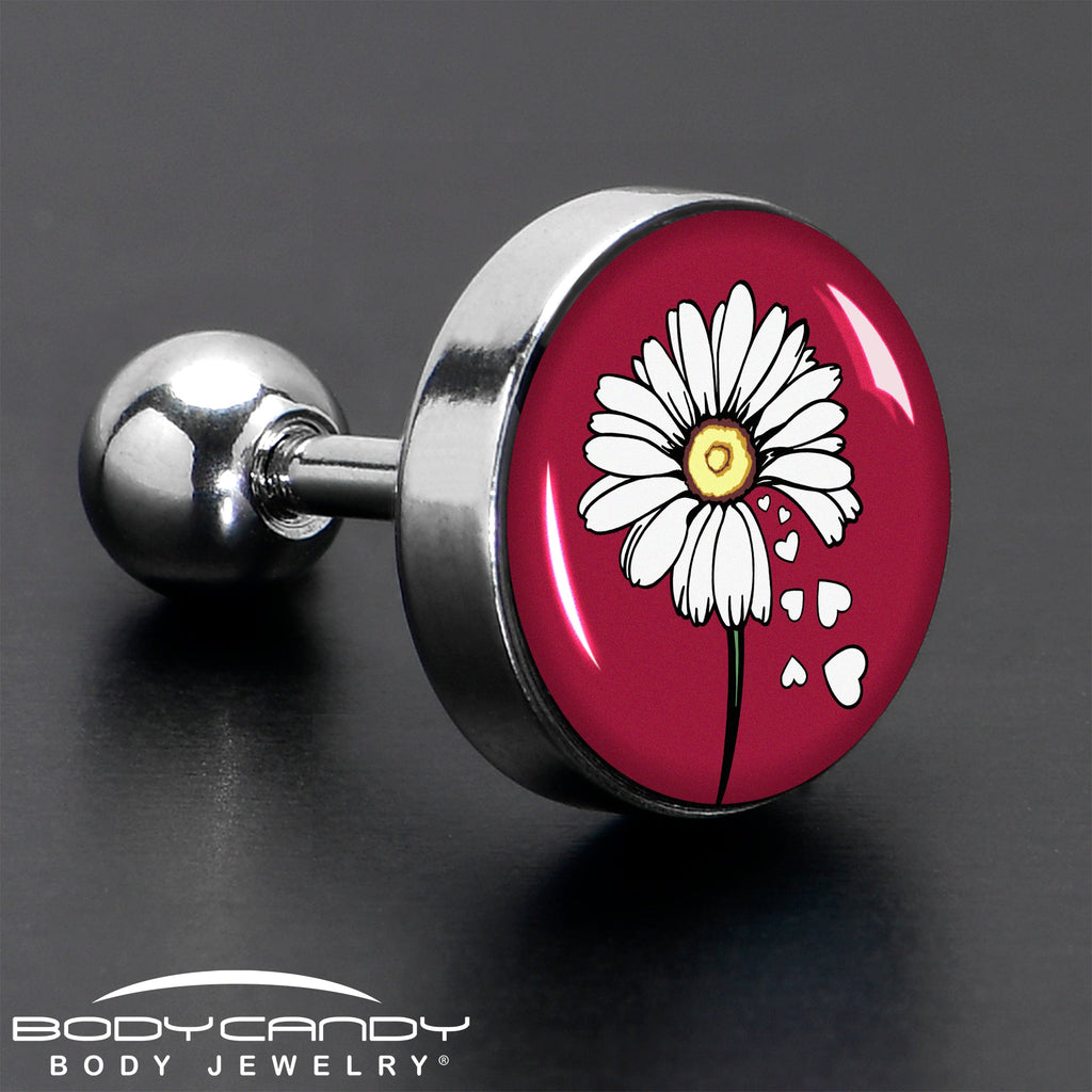 BodyCandy 16G 1/4 Love Me Not Flower Tragus Cartilage Earring by Onyx O — in-use photo