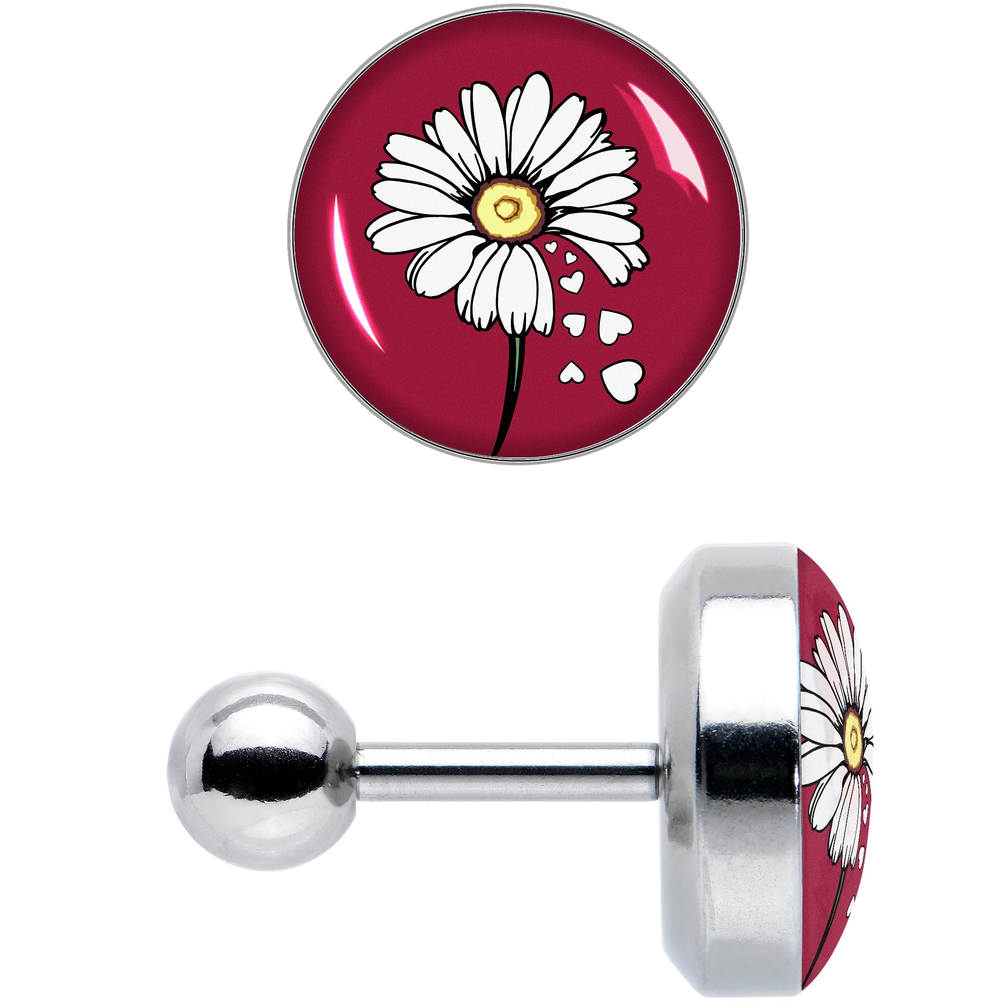 BodyCandy 16G 1/4 Love Me Not Flower Tragus Cartilage Earring by Onyx O — size reference