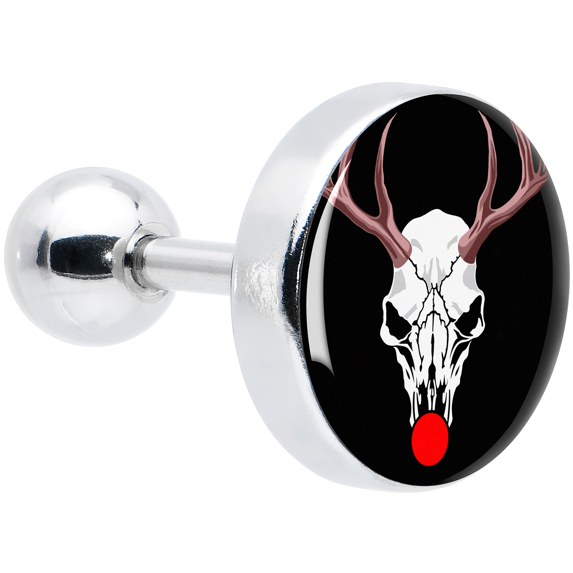 BodyCandy 16G 1/4 Holiday Dead Nosed Reindeer Tragus Cartilage Earring by Onyx O — main product shot