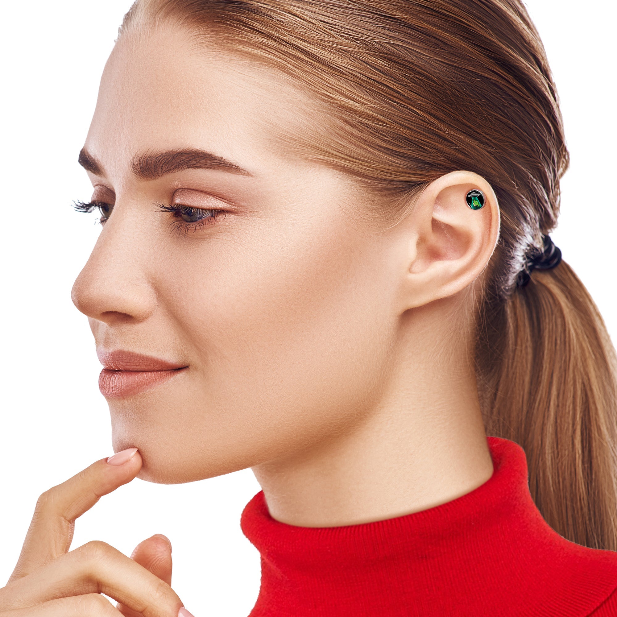 BodyCandy 16G 1/4 Alien UFO Dinosaur Abduction Cartilage Tragus Earring by Onyx O — side view