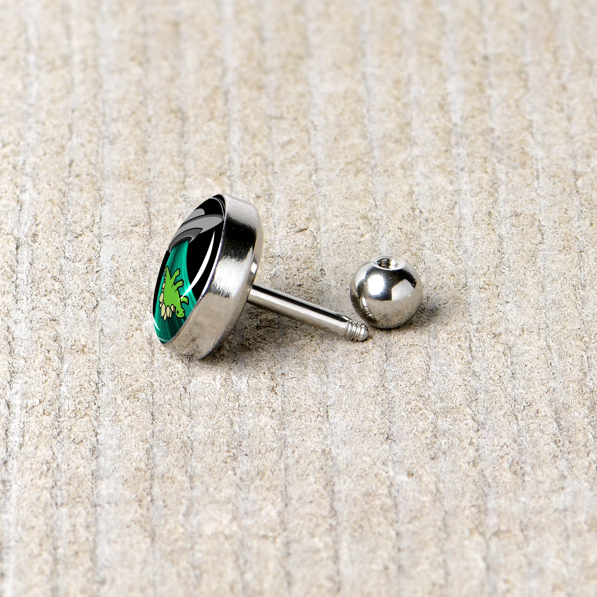 BodyCandy 16G 1/4 Alien UFO Dinosaur Abduction Cartilage Tragus Earring by Onyx O — back view