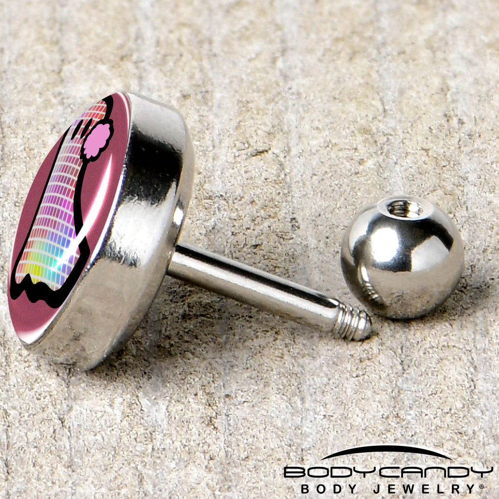 BodyCandy 16G 1/4 Disco Spirit Ghost Tragus Cartilage Earring by Onyx O — back view