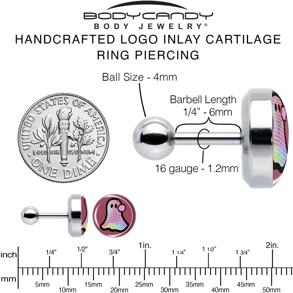 BodyCandy 16G 1/4 Disco Spirit Ghost Tragus Cartilage Earring by Onyx O — alternative angle