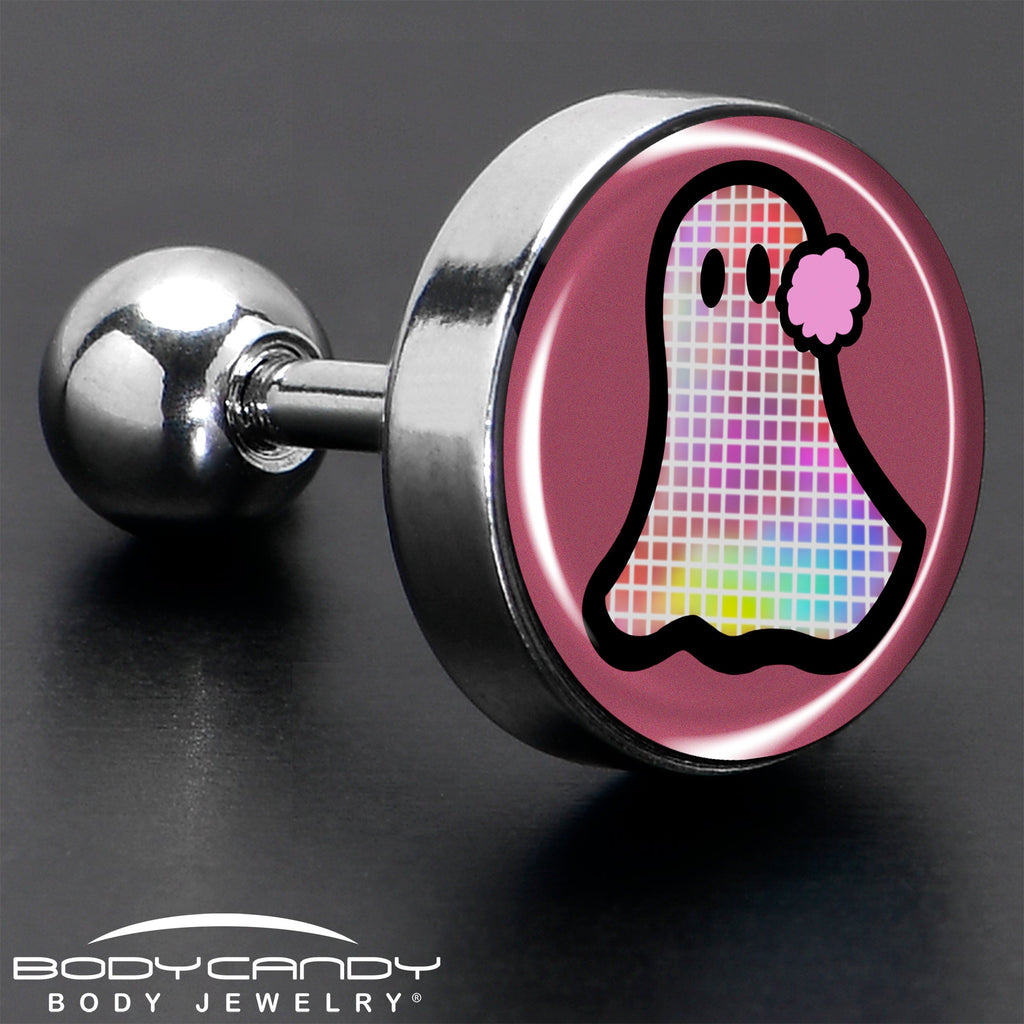 BodyCandy 16G 1/4 Disco Spirit Ghost Tragus Cartilage Earring by Onyx O — in-use photo