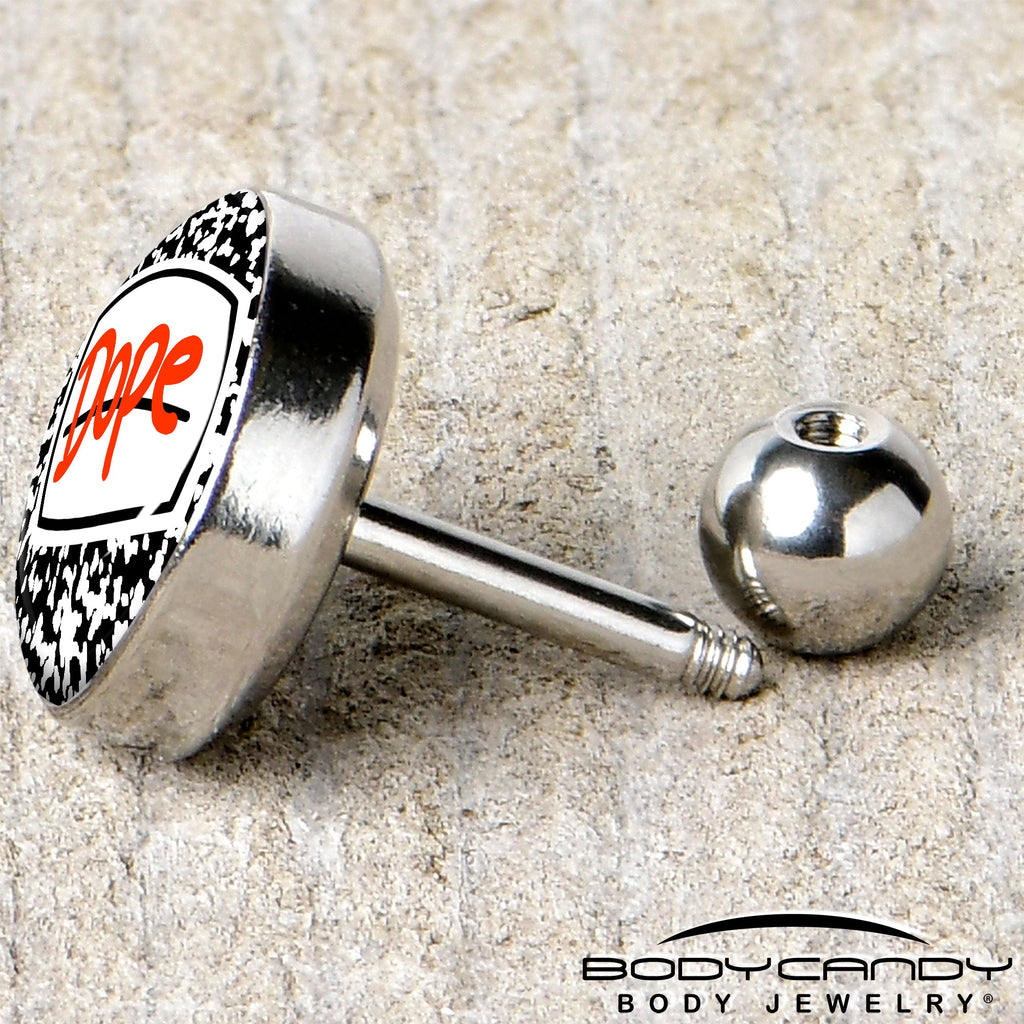 BodyCandy 16G 1/4 Dope Composition Notebook Tragus Cartilage Earring by Onyx O — back view