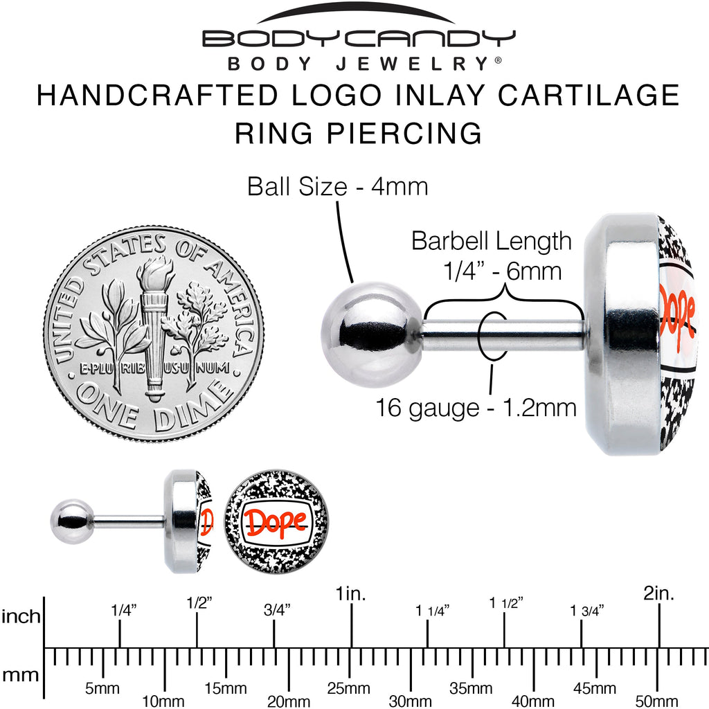 BodyCandy 16G 1/4 Dope Composition Notebook Tragus Cartilage Earring by Onyx O — alternative angle