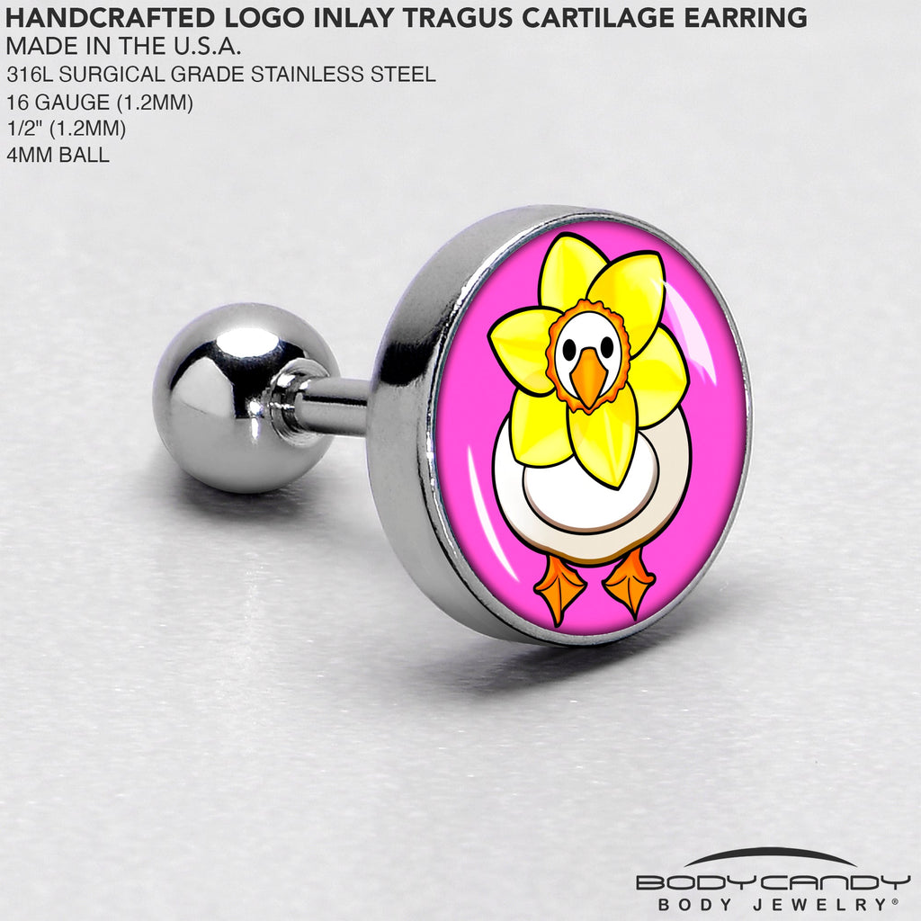 BodyCandy 16G 1/4 Daffodil Duck Cartilage Tragus Earring by Onyx O — side view