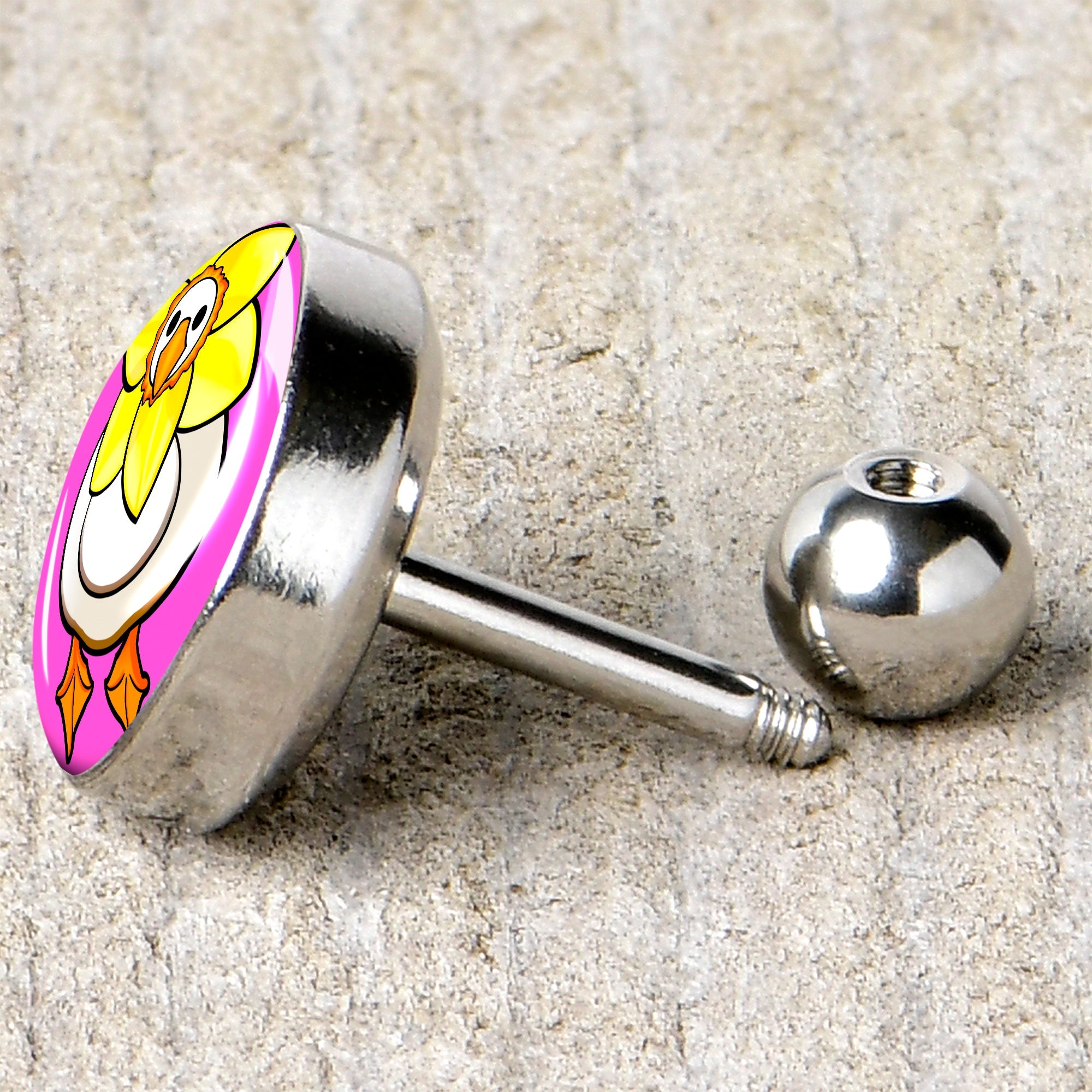 BodyCandy 16G 1/4 Daffodil Duck Cartilage Tragus Earring by Onyx O — back view
