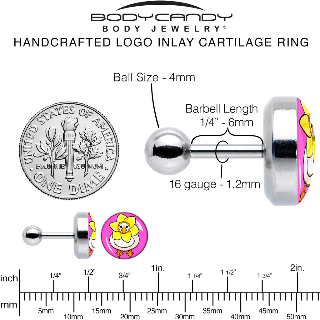 BodyCandy 16G 1/4 Daffodil Duck Cartilage Tragus Earring by Onyx O — alternative angle