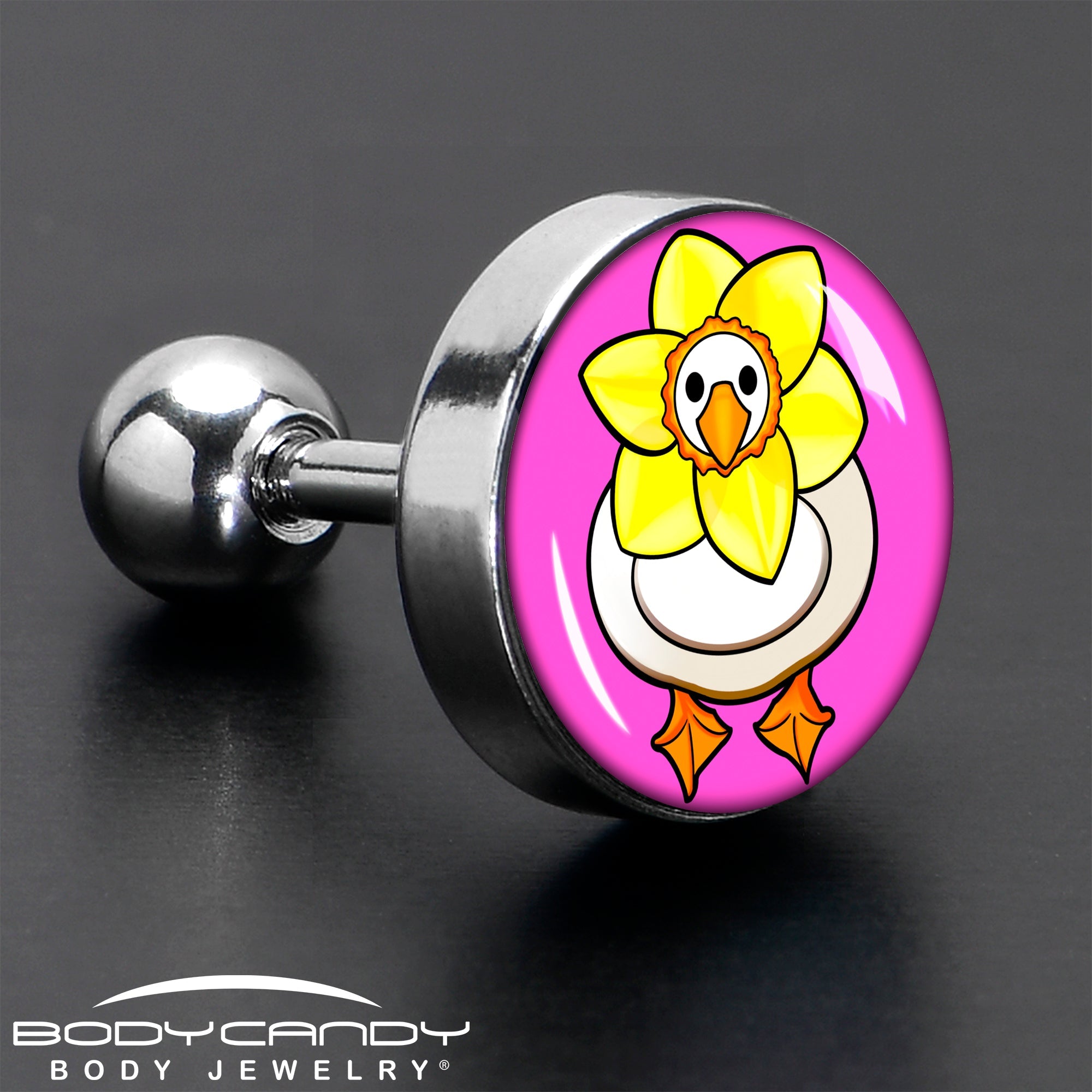 BodyCandy 16G 1/4 Daffodil Duck Cartilage Tragus Earring by Onyx O — in-use photo