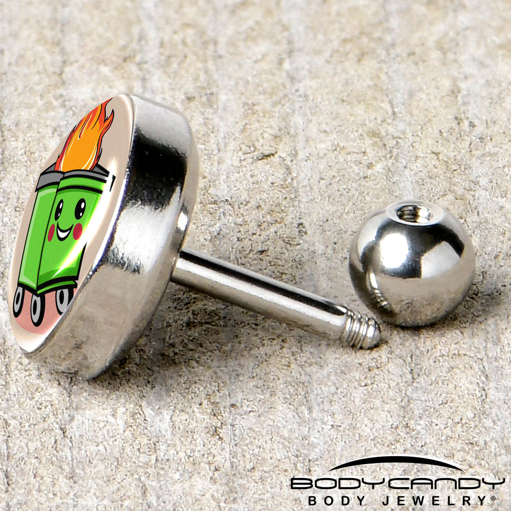 BodyCandy 16G 1/4 Dumpster Fire Tragus Cartilage Earring by Onyx O — back view