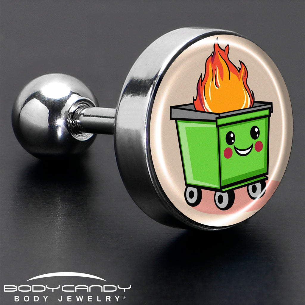 BodyCandy 16G 1/4 Dumpster Fire Tragus Cartilage Earring by Onyx O — in-use photo