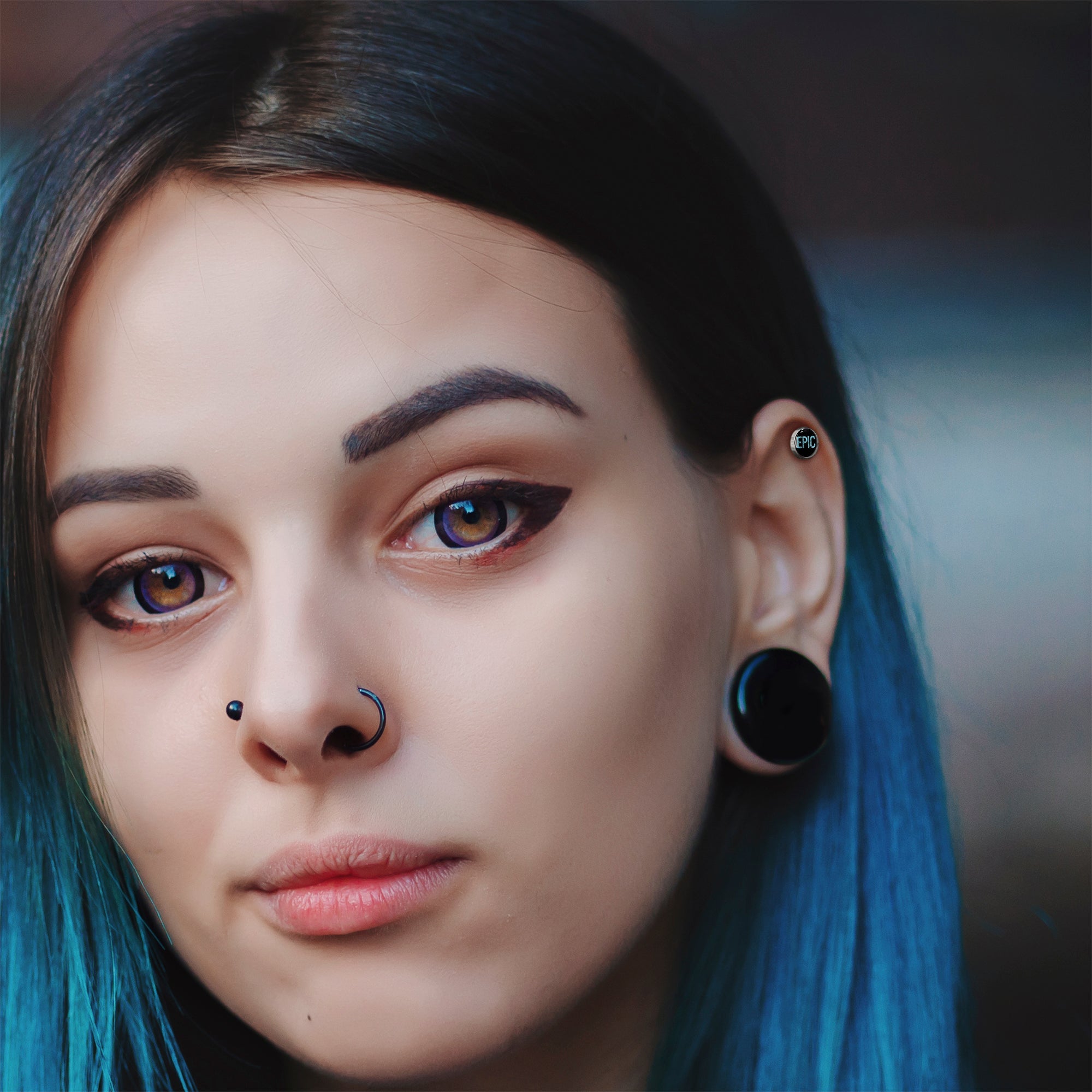 BodyCandy 16G 1/4 Epic Blue Cartilage Tragus Earring — side view