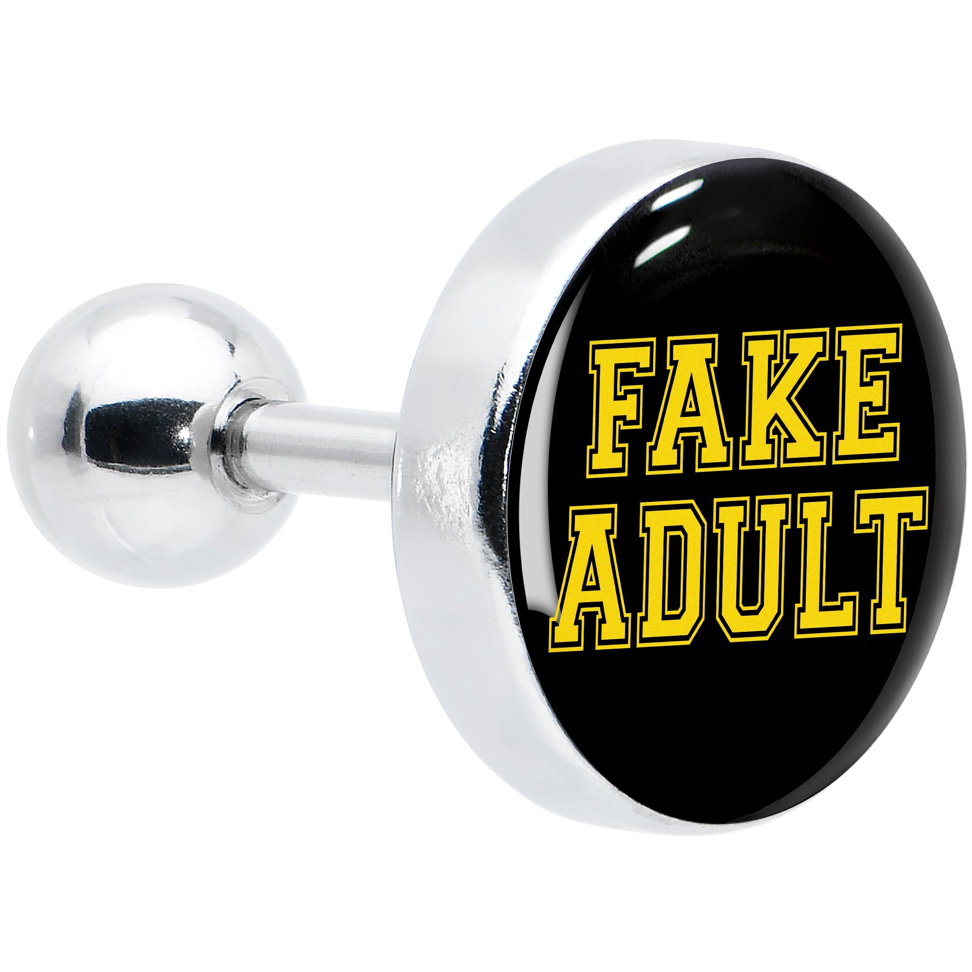 BodyCandy 16G 1/4 Black Yellow Fake Adult Tragus Cartilage Earring by Onyx O — main product shot