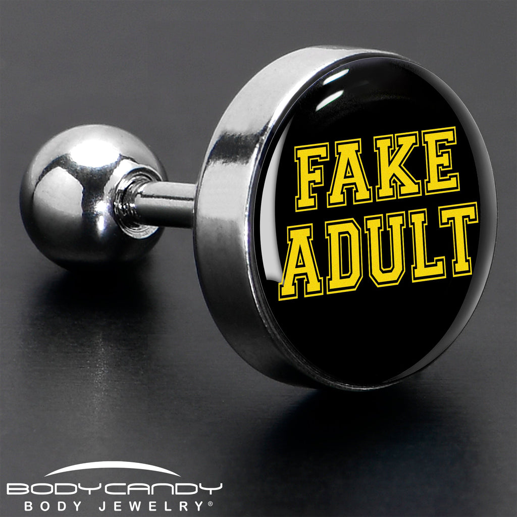 BodyCandy 16G 1/4 Black Yellow Fake Adult Tragus Cartilage Earring by Onyx O — in-use photo